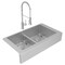 Elkay 18 Ga SS 35-7/8" x 20-1/4" x 9" Equl Dbl Bwl Farmhs Sink and Faucet Kit w/ Aqua Div and Btm Grid and Drain ECTRUFA32179FBC - alternate 5